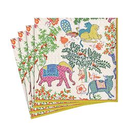 Caspari Les Jardins de Mysore - Guardanapos de papel (20 unidades), design de animais, multicolor