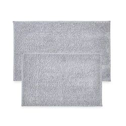 Penguin Home Lot de 2 Tapis de Bain antidérapants touffetés en Microfibre Ultra Doux-Gris-Absorbant avec Envers en Latex pour douches,baignoires et sols de Salle de Bain-(S:43x61cm)-(L:51x86 cm)