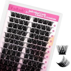 Fadlash Faux Cils Naturel Extension Cluster Cils 0.07 D Cornée 15-20mm 96Pcs Cils Individuels DIY Applicato De Cils Facile À Appliquer À La Maison