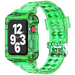 Lysun Para Apple Watch Band 38 mm 40 mm 41 mm para hombre y mujer iWatch Band con protector Sport Clear Jelly Funda Bumper Bumper para SE Series 7 6 5 4 3 2 1