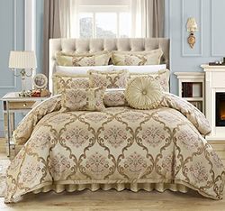 Chic Home Comforter Set and Pillows Ensemble, Beige, Queen