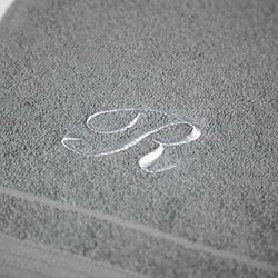 Caleffi Serviette de Bain brodée Gris en Coton - 78407