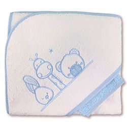 PEKITAS Bebe Toalla Capa De Baño con Capucha y Manopla 75x75 cm 90% Algodón 10% Polyester Dibujo Bordado Fabricado En Portugal