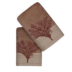 Set di asciugamani (2 pezzi) marrone chiaro e crema