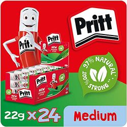 Pritt 24927 Stick Medium Adhesive Glue Sticks, 22 g - Pack of 24,white