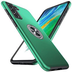 Anqrp Case for Samsung Galaxy S21 FE 5G, [Embedded Stand] Heavy Duty Multilayer Ring Protective Case for Samsung Galaxy S21 FE (6.4 Inch), Green