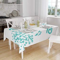 Bonamaison Kitchen Decoration, Tablecloth, Turquoise, White, 140 x 160 Cm - Designed and Manufactured in Turkey