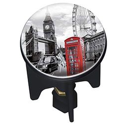 WENKO 20740100 tvättställsproppar Pluggy London dräneringsproppar, mässing, plast, diameter 3,9 x 6,5–9,5 cm