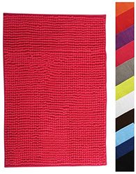MSV Tapis de Bain Tapis de Douche „Chenille“ Poils Longs Microfibres Moelleux Anti-dérapant 60x90 cm Pink