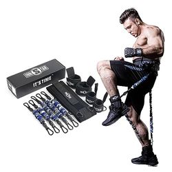 MMA Bokstraining Natuurlijke Latex Weerstandsbandset, Bodybuilding Trainingsapparatuur voor Mannen & Vrouwen (175 LB Camo Marine Blue)
