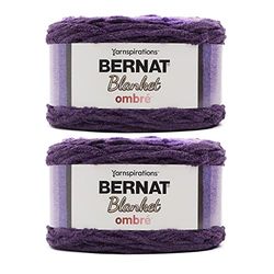 Bernat Blanket Ombre Melanzana Ombre Filato – 2 confezioni da 300 g/10,5 oz – Poliestere – 6 Super Bulky – 200 metri – per lavori a maglia, uncinetto e artigianato, filato di ciniglia grosso