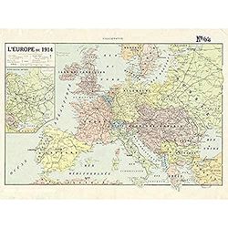 Peltier 1914 Politieke Kaart Europa Franse Taal Kunst Print Canvas Premium Muur Decor Poster Muurschildering