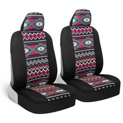 BDK Fundas de Asiento de Coche con patrón de Dos Tonos, Estilo Chic sin Laterales, poliéster Suave y Flexible (patrón Inca Tocapu)