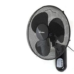 ARDES - Wandventilator met 3 roterende vleugels (40 cm), afstandsbediening, automatische oscillatie, instelbare timer en 3 snelheden, zwarte wandventilator AR5W40R