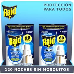 Raid Lot de 2 recharges pour diffuseur électrique Protection Plus Anti moustiques communs et Tigre, régulateur et mode haute protection