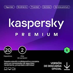 Kaspersky Premium Total Security 2024 | 20 Dispositivos | 2 años | Anti-Phishing y Firewall | VPN ilimitada | Gestor de contraseñas | Control parental | Soporte 24/7 | PC/Mac/Móvil | Código por email