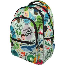 Grafoplás 37502215 School Backpack, Revolution Collection, Green, Padded Laptop Compartment, Adaptable to Trolley, 33x46x22.5cm, Roomy, green, 33x46x22,5cm, Environment