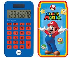 Lexibook- Calculatrice de Poche Super Mario, Fonctions Classiques et évoluées, Couvercle Rigide de Protection, à Piles, Rouge/Bleu, C45NI