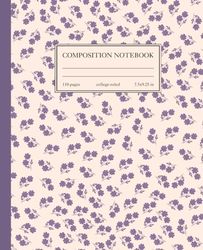 Composition Notebook College Ruled: Vintage Purple Floral Botanical Illustration | Floral Aesthetic Journal for College, School, Office & Work