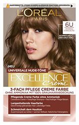 L'Oréal Paris Permanent Hair Colour for Any Skin Tone, Ammonia Free Colouration, Universal Nude Tones with Full Grey Coverage, Excellence Cream, 6U Dark Blonde (Blonde) 1 Piece