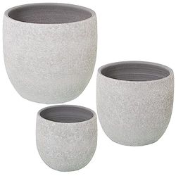 MACETEROS CERÁMICA BLANCO ARENA_° 30 x 29+°24 x 23+°20 x 19 cm