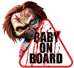 FIESTAS GUIRCA | Baby on Board Sticker (20x20 cm) - Spooky Wall, Door and Window Decoration for Halloween and Fancy Dress Parties - Ideal Sticker for Decorating Scary Cars - White