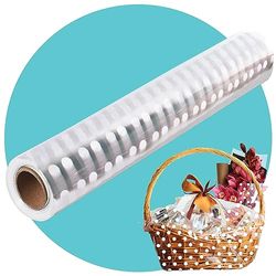 Triplast 1 x Cellophane Wrap Roll (40cm x 30m, White Polka Dot) - Premium & Food Grade Florist Cellophane Roll for Wrapping Flower Bouquets, Gift Hampers, Food & Fruit Baskets for Any Occasion