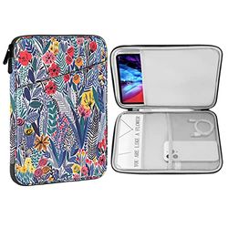 MoKo 9-11 Inch Tablet Sleeve Case,Fits New iPad Air/Pro 11 inch 2024, iPad Air 5/4th 10.9, iPad 10th Gen 10.9,iPad 9/8/7th 10.2,Tab S9 11,Protective Bag Carrying Case with Pocket, Blue leaf flower