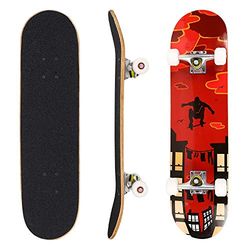 Hikole Skateboard, compleet skateboard van hout, 79 x 20 cm, van Canadees esdoorn, 86 A, voor beginners, kinderen en volwassenen