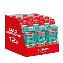 Colgate Collutorio Plax Soft Mint Green Maxi Formato 12 x 500 ml I Con Ingrediente Antibatterico I Protezione dalla Placca per 24H I Gusto Menta I 0% Alcohol