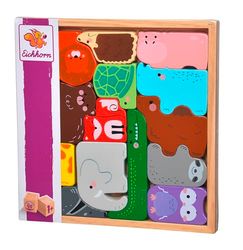 Eichhorn- Eh - Juego de Animales en Caja de Madera, Multicolor (4003046010008)