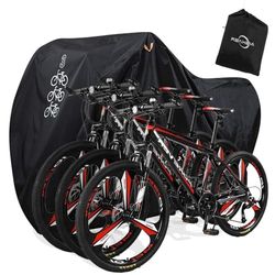 Housse de vélo pour 2 ou 3 vélos d'extérieur étanche avec trou de verrouillage pour vélo électrique de montagne, de route, vélo robuste, matériau indéchirable 210D