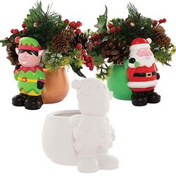 Baker Ross FC150 Vasi da Fiori Natalizi in Ceramica - Confezione da 2, Vasi per Piante per Bambini, Crea le tue Decorazioni in Ceramica