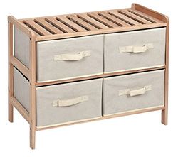 King Collection King Home c1513037 cajonera 4 cajones de madera y tela Ecru