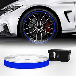 4R Quattroerre.it 10345 Wheel Trim tiras adesivas refletoras com aplicador para jantes de carro, azul, 7 mm x 6 MT