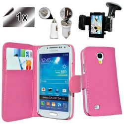 Accessory Master beschermhoes voor Samsung Galaxy S4 Mini i9190 (leer, met displaybeschermfolie), roze
