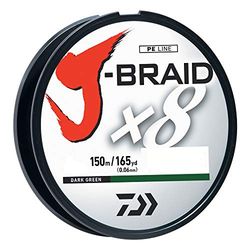 DAIWA Braided Line, Linea Intrecciata J-BRAIDX8 Unisex, Verde Scuro, 13 kg