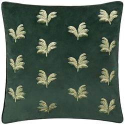 Paoletti Funda de cojín Bordada con Palmeras guindadas Esmeralda - 45x45cm