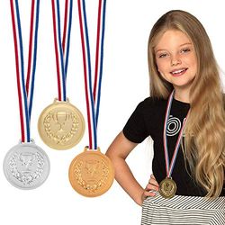 Boland 30841 – medaljset, 6 cm vardera, 3 podiummedaljer med halsband, guld, silver, brons, trofé, seger, leksak, sport, temafest, födelsedag