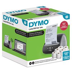 DYMO LabelWriter 5XL Labelprinter Bundle | Automatische labelherkenning | Drukt extra brede verzendlabels af voor Amazon, DHL en meer | Perfect voor webwinkeliers | Tweepolige EU-stekker