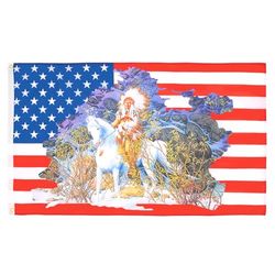 AZ FLAG - Drapeau USA Chef Indien - 90x60 cm - Drapeau Américain - Etats-Unis 100% Polyester Avec Oeillets Métalliques Intégrés - Pavillon 50 g