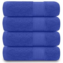 GC GAVENO CAVAILIA Set di 4 asciugamani per bagno da 700 g/m², in cotone egiziano, di qualità alberghiera, lavabili in lavatrice, blu reale, 50 x 85 cm