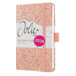 SIGEL J6352 Weekly planner Jolie 2026-1 year - approx. A6 - Rose Monstera - 2 pages = 1 week - hardcover - 80 gsm - rose/black - 174 p. - FSC-certified