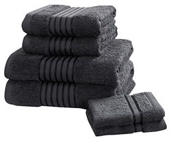 Rapport Home Windsor 6-Piece Towel Bale, Combed Cotton, Grey, 120 x 70 x 1 cm