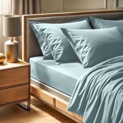 Premium Ranforce King Hoeslaken (160 x 200 + 30 cm), mintkleur, 100% katoen, 145 draadcount, machinewasbaar op 30 °C, zacht en duurzaam beddengoed