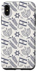 Israel Hebreos Símbolos Patrón Diseño - Estrella Menorá Banderas Carcasa para iPhone XS Max
