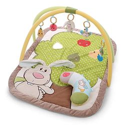 NICI Activiteitendeken met Speelkussen met Konijn en Uil, 80 x 110 cm I Speelboog met 5 Afneembare Figuren in Draagtas I Baby Speelkleed - 48510