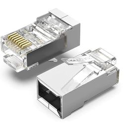 Connettore - Connettore RJ45 Cat6 FTP, confezione da 100 pezzi, ideale per reti, ad alta velocità di trasferimento e protezione contro le interferenze.