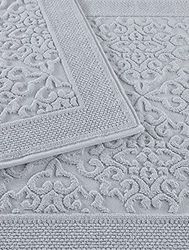 Questo Casa Lot de 2 Serviettes de Bain, 8/2 Jacquard peigné Compact Aegean 800 g/m2, 60 x 50 cm (1 pièce), 60 x 100 cm (1 pièce), Gris