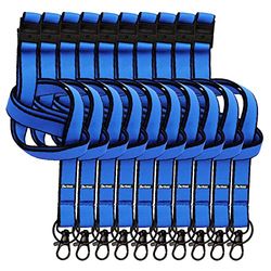 Djois made by Tarifold 200521- Pack 10 Cintas Colgantes para Acreeditaciones, Tarjetas de Identificacion, Llavero Doble Accesorio de enganche- 46cm largo, Azul